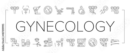 Gynecology Treatment Collection Icons Set Vector sign .