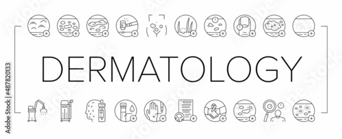 Dermatology Problem Collection Icons Set Vector .