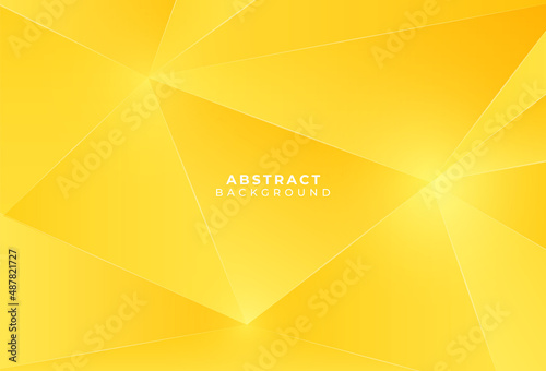 Abstract yellow low polygon background. Modern simple geometric design concept. Shining triangles element. Bright yellow gradient vector. Suit for poster, cover, banner, wallpaper, flyer.