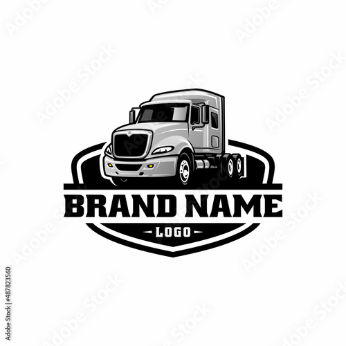 Trucking Logo Vector. Semi Truck Premium Logo Design