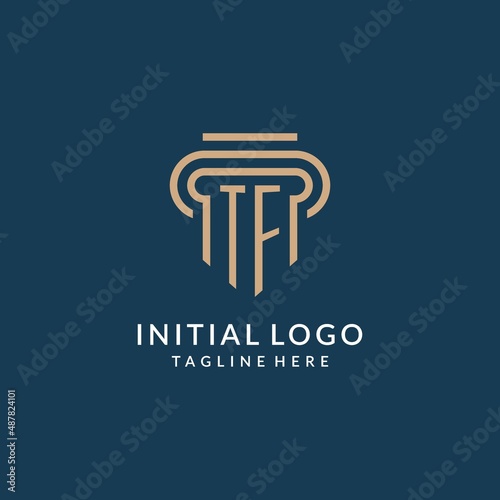 Initial TF pillar logo style, luxury modern lawyer legal law firm logo design