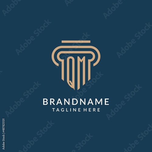 Foto Initial QM pillar logo style, luxury modern lawyer legal law firm logo design