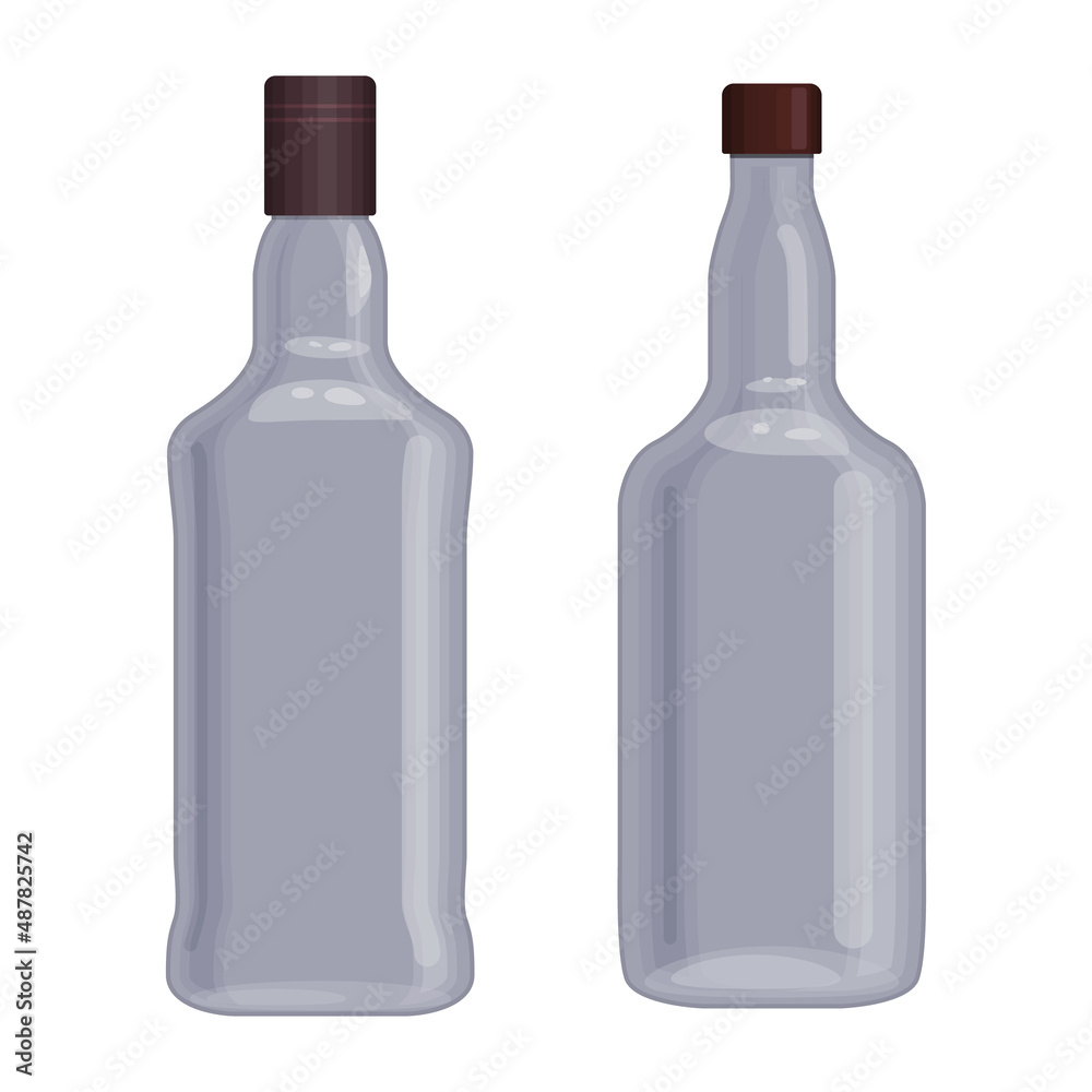 Set of glass bottles concept drink vector template