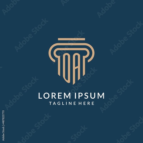 Initial OA pillar logo style, luxury modern lawyer legal law firm logo design