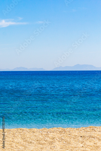 Most beautiful beaches on Kos Island in Greece panorama view.