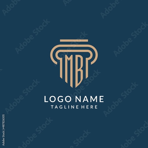 Initial MB pillar logo style, luxury modern lawyer legal law firm logo design