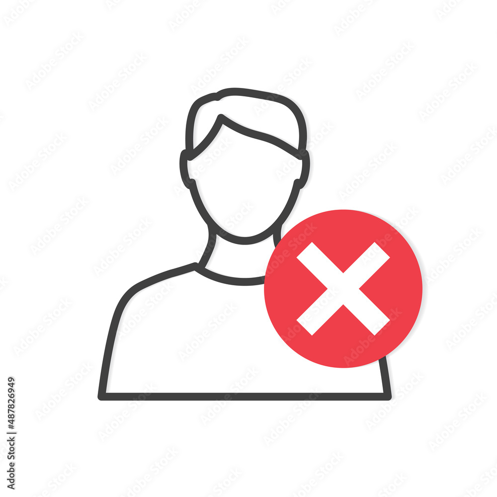 person icon and banned sign, blacklist concept - vector illustration person icon and banned sign, blacklist concept - vector illustration