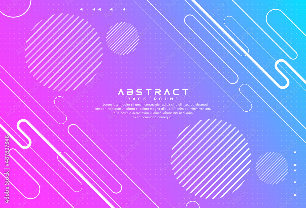 Abstract blue and pink gradient background with rounded stripes lines white. Modern simple geometric shape design. Futuristic geometric pattern creativity concept. Suit for poster, banner, flyer.