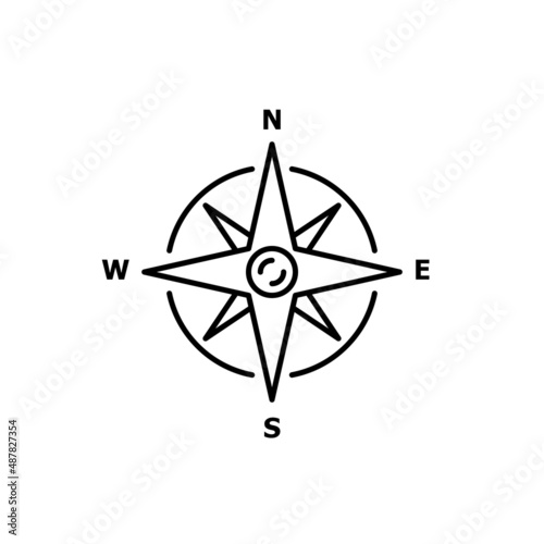 Compass Rose Icon Vector Logo Template Ilustrasi Desain