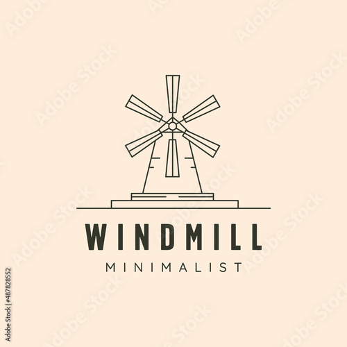 windmill minimalist line art logo vector symbol illustration design photo