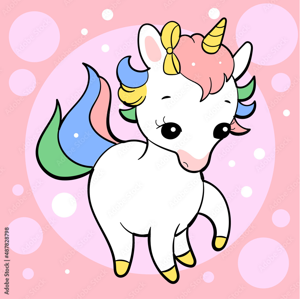 Seamless vector pattern with cute unicorns on vibrant background. Perfect for textile, wallpaper or print design.