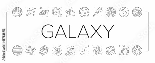 Galaxy System Space Collection Icons Set Vector .