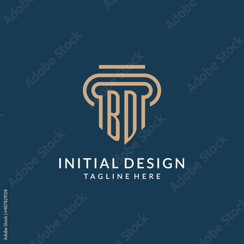Fényképezés Initial BD pillar logo style, luxury modern lawyer legal law firm logo design