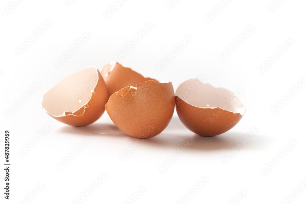 egg shells broken isolated on white background egg shells broken isolated on white background