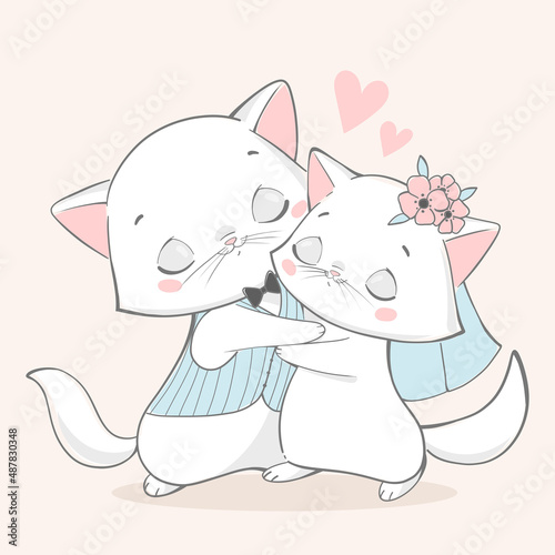 Vector illustration wedding animals. Cats in love.