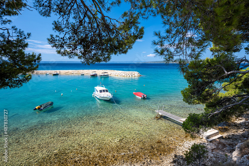 small harbour in Promajna on Makarska riviera in Dalmatia in Croatia