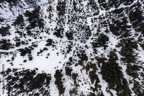 Amazing shot of a beautiful landscape in the alps of Switzerland. Wonderful flight with a drone over an amazing landscape in the canton of Schwyz. Epic view at a mountain called Grosser Mythen. © Philip