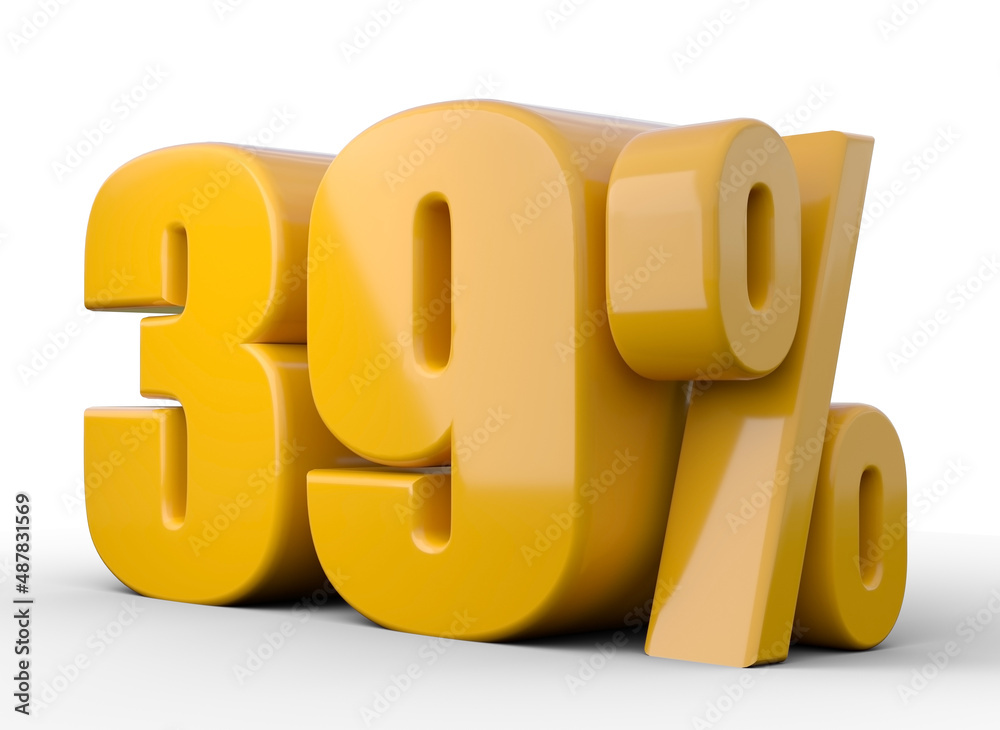 39% 3d illustration. Orange thirty nine percent special offer on white background 39% 3d illustration. Orange thirty nine percent special offer on white background