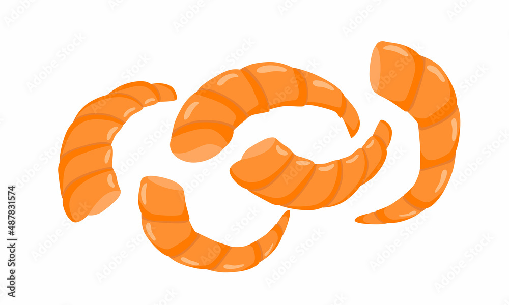 Shrimps, prawn - sea food. Vector stock illustration isolated on white background for recipe book, restaurant menu, packaging design. Shrimps, prawn - sea food. Vector stock illustration isolated on white background for recipe book, restaurant menu, packaging design.