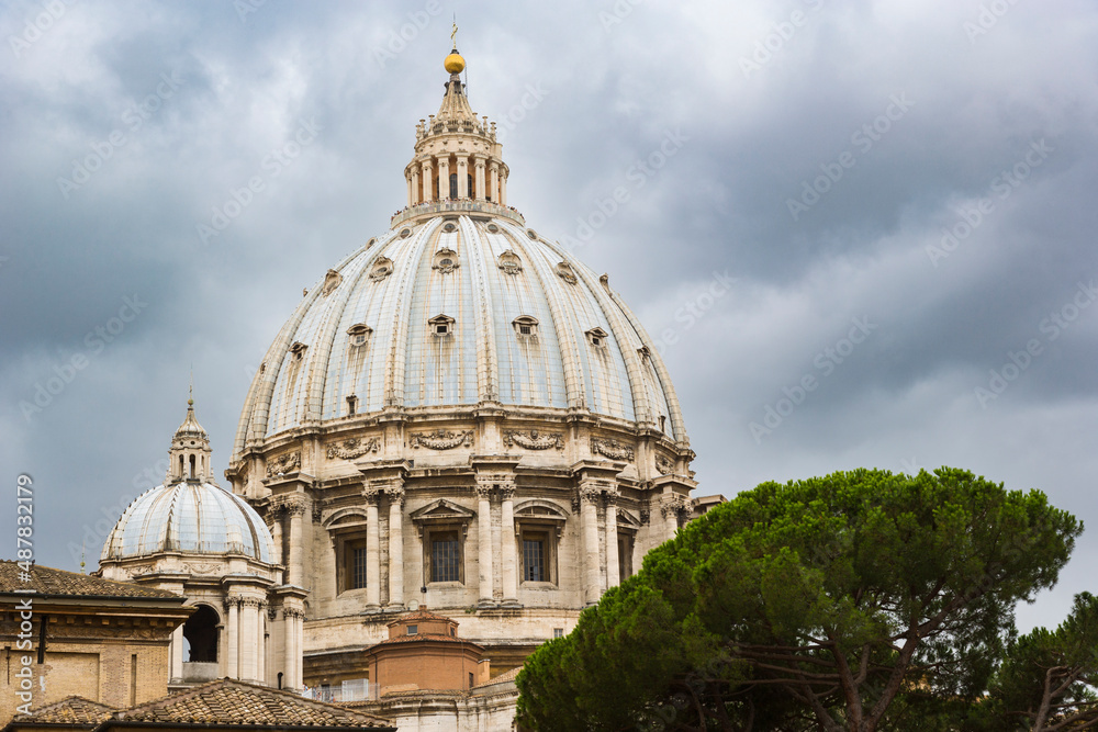 Saint Peter's Basilica Viewed from the Vatican Museum, Rome Italy