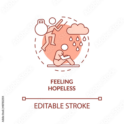 Feeling hopeless terracotta concept icon. Everyday sadness. Teenager mental problems abstract idea thin line illustration. Isolated outline drawing. Editable stroke. Arial, Myriad Pro-Bold fonts used