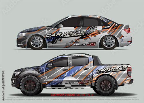 car wrap design. simple lines with abstract background vector concept for vehicle vinyl wrap and automotive decal livery