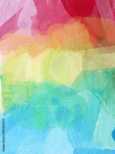 Rainbow painted background image with brush strokes