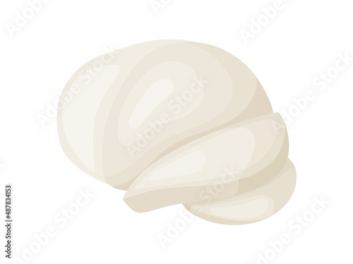 Mozzarella soft cheese block. Farm market product for label, poster, icon, packaging.