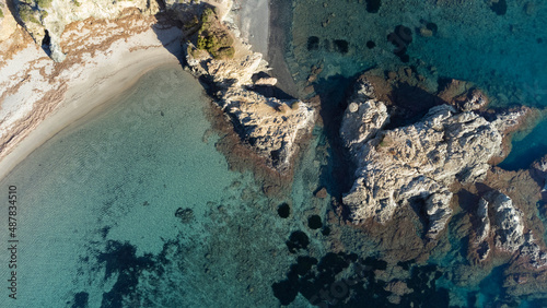 Aerial view by drone, Elba island, Italy