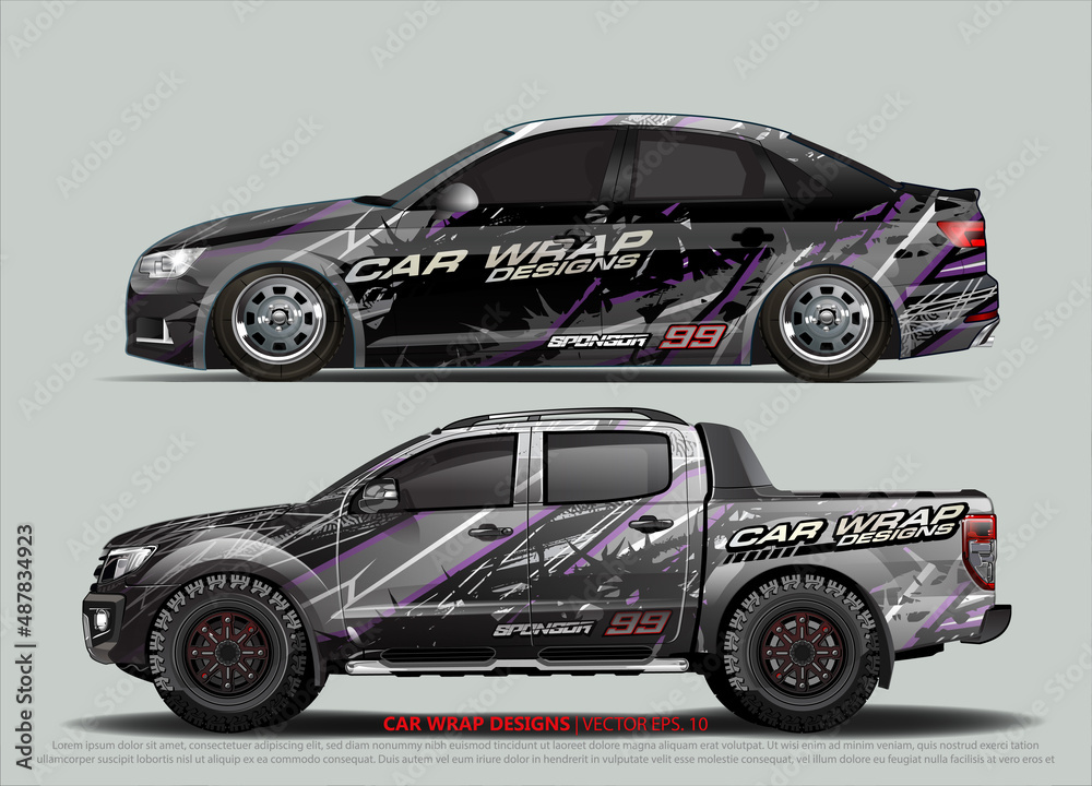 car wrap design. simple lines with abstract background vector concept for vehicle vinyl wrap and automotive decal livery