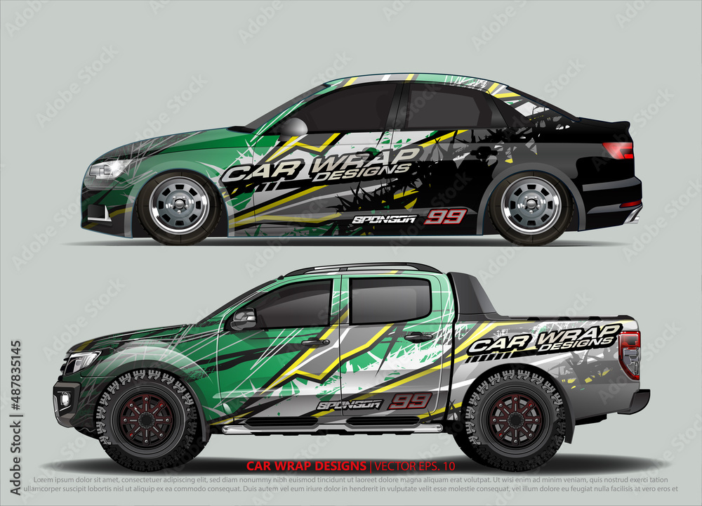 car wrap design. simple lines with abstract background vector concept for vehicle vinyl wrap and automotive decal livery