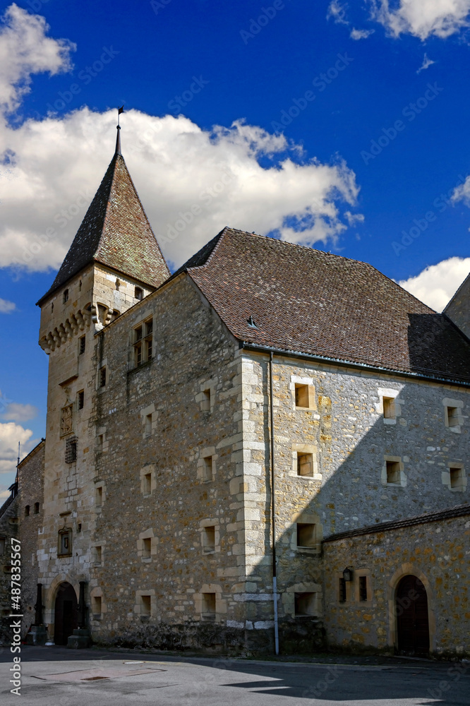 Old Colombier castle. Municipality of Milvignes, Switzerland