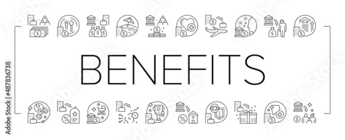 Benefits For Business Collection Icons Set Vector .