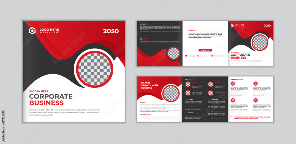 Minimal corporate business square brochure trifold template design