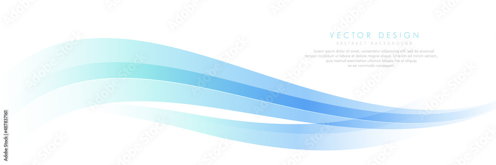 Green turquoise and blue gradient abstract background. Modern simple light blue wave curve shape design on white background. Bright color wave graphic element. Futuristic technology concept - obrazy, fototapety, plakaty 