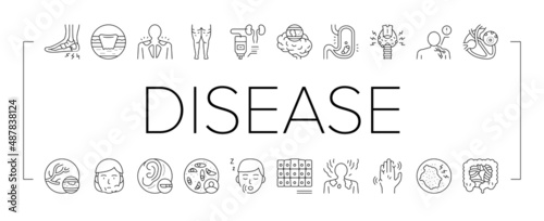 Disease Human Problem Collection Icons Set Vector .