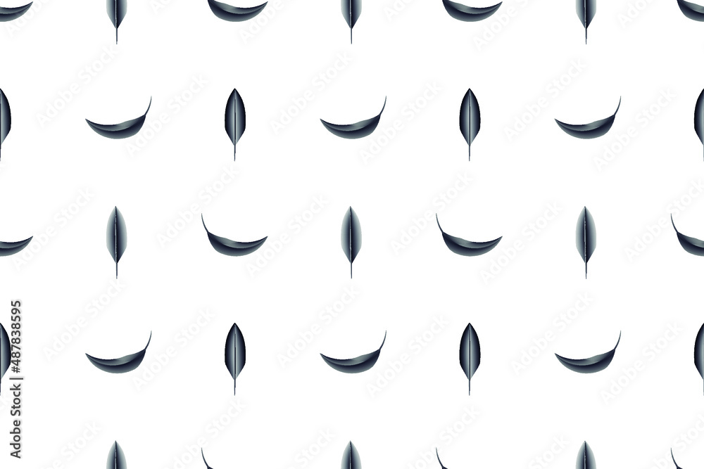 black and white seamless pattern of bird feathers