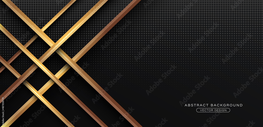 Modern abstract black background design with shiny gold stripes. Luxury ...