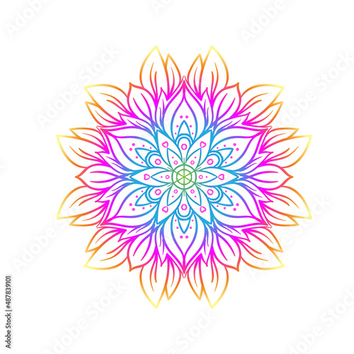 Sacred geometry symbol with all seeing eye in acid colors. Mystic, alchemy, o...