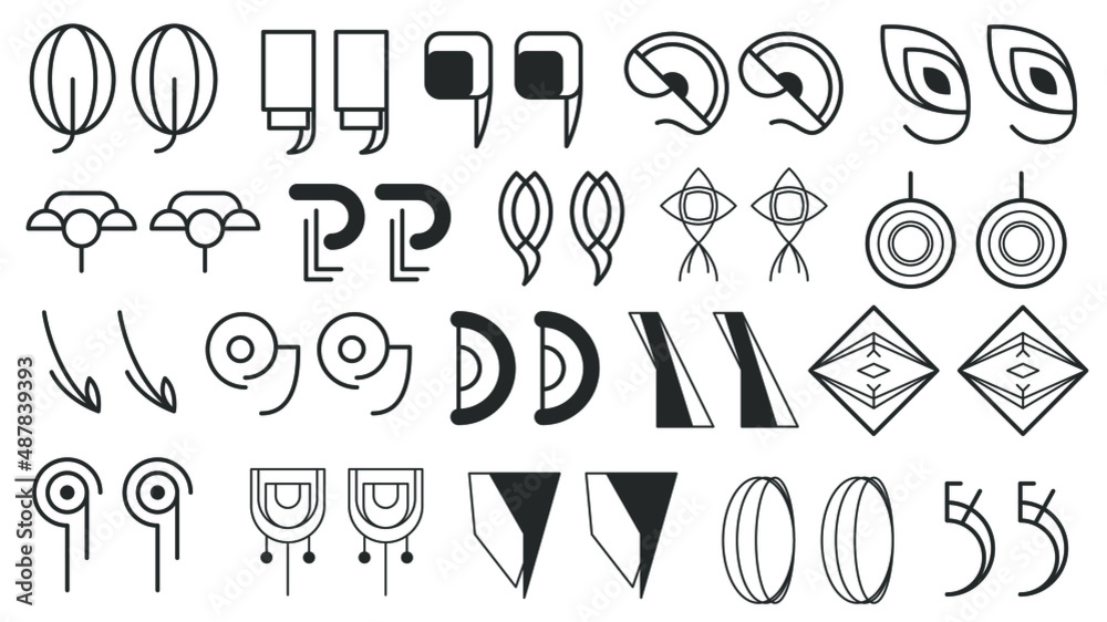 Abstract Set Collection Black Quotemarks Speech Punctuation Excerpt Remarks Icons Vector Design Style Abstract Set Collection Black Quotemarks Speech Punctuation Excerpt Remarks Icons Vector Design Style