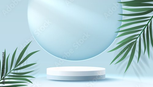 Stage podium with lighting, Stage Podium Scene with for Award, Decor element background. Vector