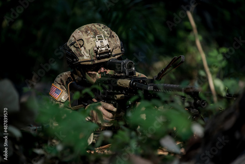 Us army Commando in action. command rangers during the military operation. photo