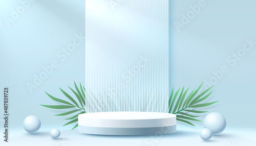 Stage podium with lighting, Stage Podium Scene with for Award, Decor element background. Vector