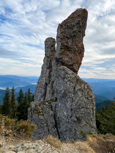 View of a rock on the Toaca peak in Romania