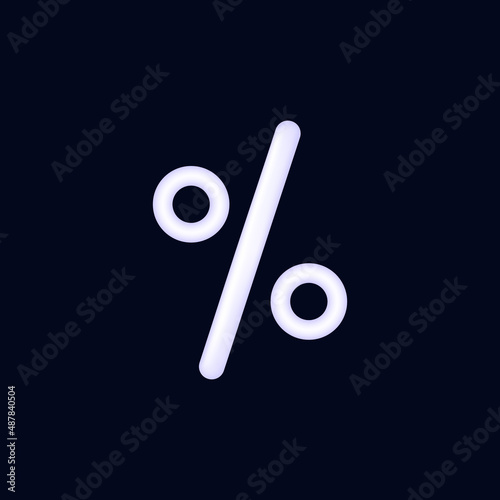 3d icon percent. Mathematical element, hundredth part of completion or progress. Financial percentage sign to determine the result, growth or decline. To design a price tag. Vector illustration.
