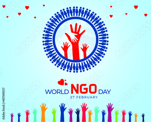 World NGO Day. 27th February. Template for background, banner, card, poster. vector illustration.