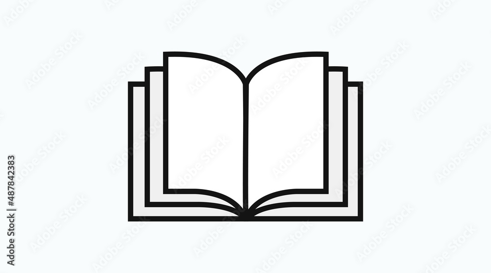 Book Icon. Vector isolated black and white linear illustration of a book Book Icon. Vector isolated black and white linear illustration of a book