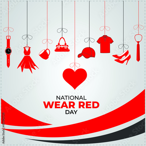 National wear red day. Template for background, banner, card, poster. vector illustration.