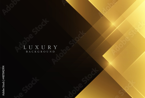 Luxury gold gradient geometric shapes on black background. Modern simple triangle shapes creative design with space for your text. Golden geometric vector with light effect. Vector illustration