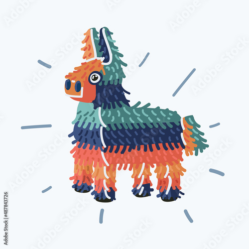 Vector illustration of Pinata lama. Pinata with sweets for birthday.